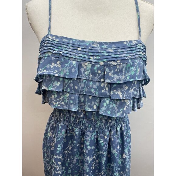 Lauren Conrad Dress Women's Size 12 Blue Floral Sleeveless Ruffle Short Sundress - Picture 12 of 16